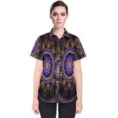 Fractal Vintage Colorful Decorative Women s Short Sleeve Shirt