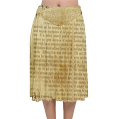 Vintage Background Paper Velvet Flared Midi Skirt