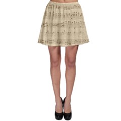 Vintage Beige Music Notes Skater Skirt by Celenk