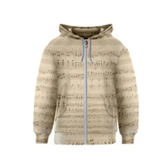 Vintage Beige Music Notes Kids  Zipper Hoodie by Celenk