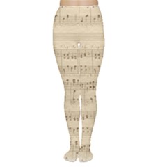 Vintage Beige Music Notes Women s Tights by Celenk