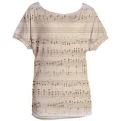 Vintage Beige Music Notes Women s Oversized Tee