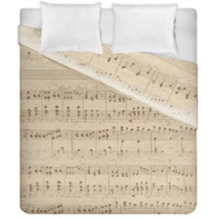 Vintage Beige Music Notes Duvet Cover Double Side (california King Size) by Celenk