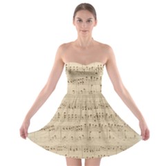 Vintage Beige Music Notes Strapless Bra Top Dress by Celenk