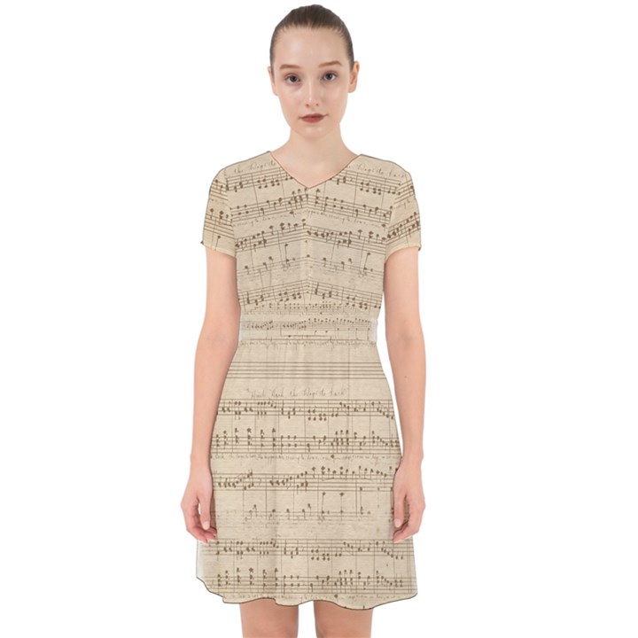 Vintage Beige Music Notes Adorable in Chiffon Dress