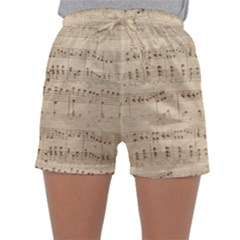 Vintage Beige Music Notes Sleepwear Shorts