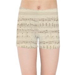 Vintage Beige Music Notes Kids Sports Shorts by Celenk