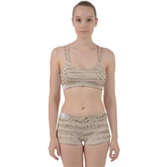 Vintage Beige Music Notes Women s Sports Set