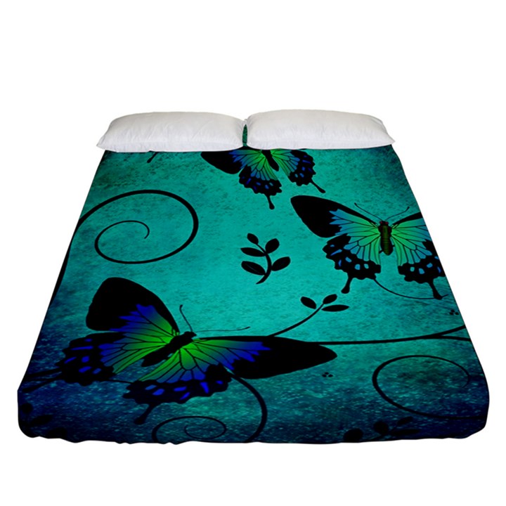 Texture Butterflies Background Fitted Sheet (California King Size)