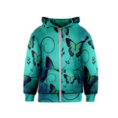 Texture Butterflies Background Kids  Zipper Hoodie by Celenk