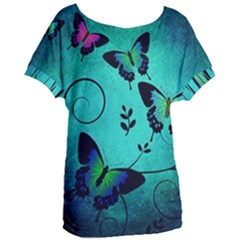 Texture Butterflies Background Women s Oversized Tee