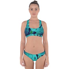 Texture Butterflies Background Cross Back Hipster Bikini Set