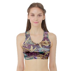 Textile Fabric Cloth Pattern Sports Bra With Border by Celenk