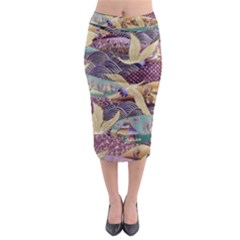 Textile Fabric Cloth Pattern Midi Pencil Skirt by Celenk