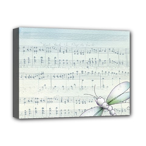 Vintage Blue Music Notes Deluxe Canvas 16  X 12   by Celenk