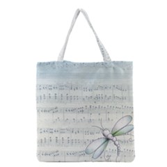 Vintage Blue Music Notes Grocery Tote Bag by Celenk