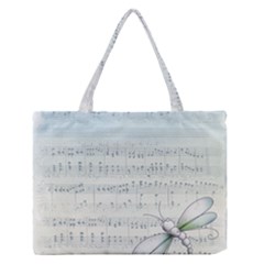 Vintage Blue Music Notes Zipper Medium Tote Bag by Celenk