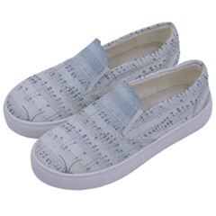 Vintage Blue Music Notes Kids  Canvas Slip Ons by Celenk