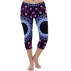 Kaleidoscope Shape Abstract Design Capri Yoga Leggings by Celenk