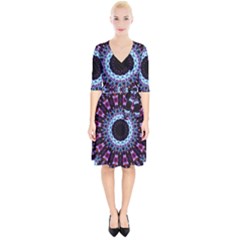 Kaleidoscope Shape Abstract Design Wrap Up Cocktail Dress