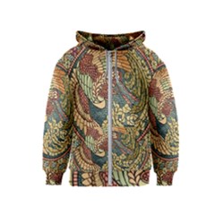 Wings Feathers Cubism Mosaic Kids  Zipper Hoodie by Celenk