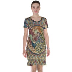 Wings Feathers Cubism Mosaic Short Sleeve Nightdress by Celenk