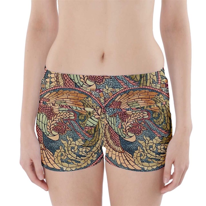 Wings Feathers Cubism Mosaic Boyleg Bikini Wrap Bottoms