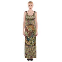 Wings Feathers Cubism Mosaic Maxi Thigh Split Dress by Celenk