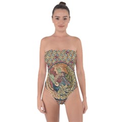 Wings Feathers Cubism Mosaic Tie Back One Piece Swimsuit