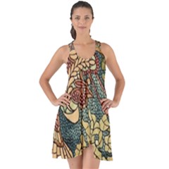 Wings Feathers Cubism Mosaic Show Some Back Chiffon Dress