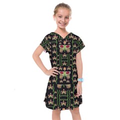 Roses In The Soft Hands Makes A Smile Pop Art Kids  Drop Waist Dress by pepitasart