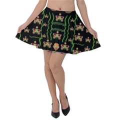 Roses In The Soft Hands Makes A Smile Pop Art Velvet Skater Skirt by pepitasart