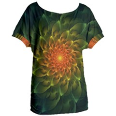 Beautiful Orange-green Desert Cactus Fractalspiral Women s Oversized Tee by jayaprime