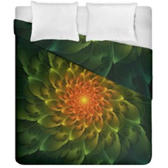 Beautiful Orange-green Desert Cactus Fractalspiral Duvet Cover Double Side (california King Size) by jayaprime