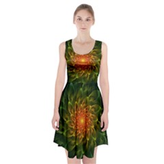 Beautiful Orange-green Desert Cactus Fractalspiral Racerback Midi Dress by jayaprime