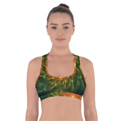 Beautiful Orange-green Desert Cactus Fractalspiral Cross Back Sports Bra