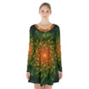 Beautiful Orange-Green Desert Cactus Fractalspiral Long Sleeve Velvet V-neck Dress View1