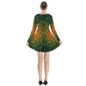 Beautiful Orange-Green Desert Cactus Fractalspiral Long Sleeve Velvet V-neck Dress View2