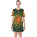 Beautiful Orange-Green Desert Cactus Fractalspiral Sixties Short Sleeve Mini Dress View1