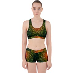 Beautiful Orange-green Desert Cactus Fractalspiral Work It Out Sports Bra Set