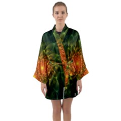 Beautiful Orange-green Desert Cactus Fractalspiral Long Sleeve Kimono Robe by jayaprime