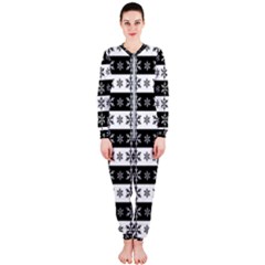 Snowflakes - Christmas Pattern Onepiece Jumpsuit (ladies)  by Valentinaart