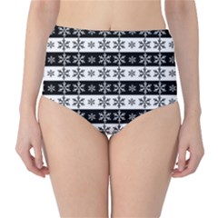 Snowflakes - Christmas Pattern High-waist Bikini Bottoms by Valentinaart