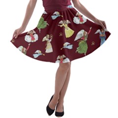 Christmas Angels  A-line Skater Skirt by Valentinaart