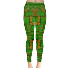 Golden Green And  Sunshine Pop Art Leggings  by pepitasart