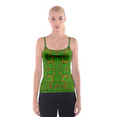 Golden Green And  Sunshine Pop Art Spaghetti Strap Top by pepitasart