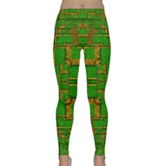 Golden Green And  Sunshine Pop Art Classic Yoga Leggings by pepitasart