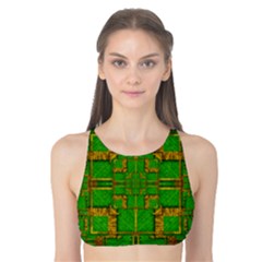 Golden Green And  Sunshine Pop Art Tank Bikini Top by pepitasart