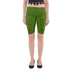 Golden Green And  Sunshine Pop Art Yoga Cropped Leggings by pepitasart