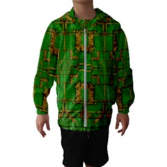 Golden Green And  Sunshine Pop Art Hooded Wind Breaker (kids) by pepitasart